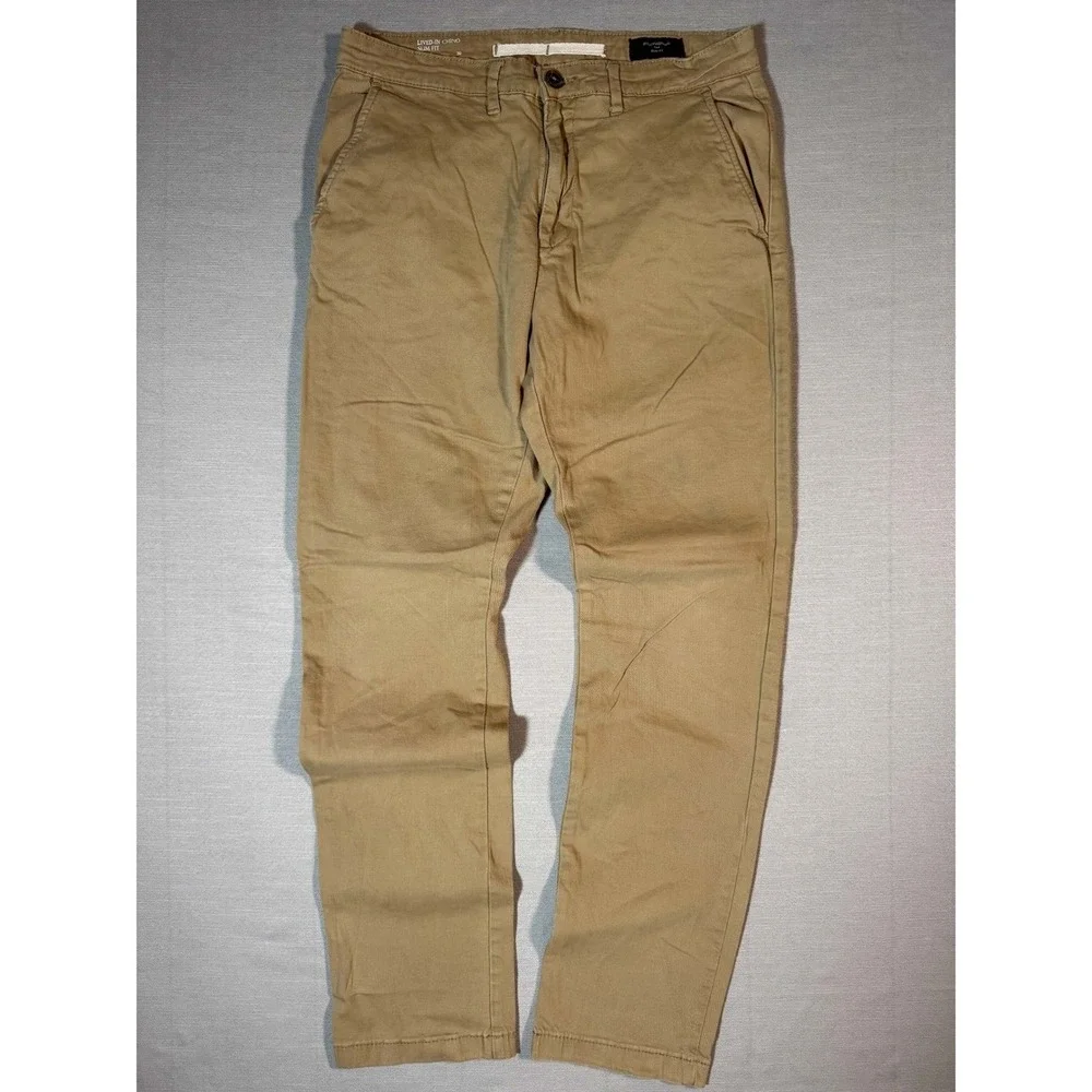 Banana Republic Lived-In‎ Chino Slim Fit Khaki Pants Tan 30x32 Mens